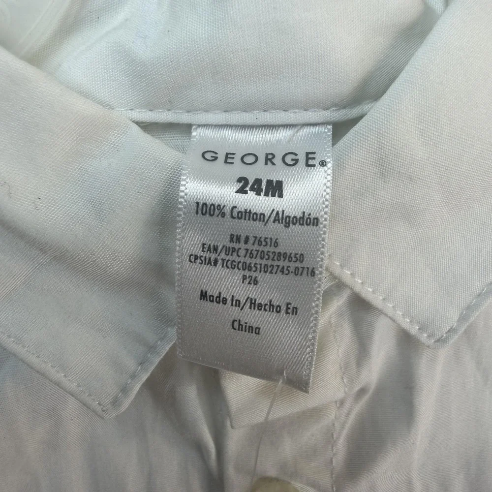 George Outfit Set Baby Boys 24M White Shirt Black Pants Dressy Formal Wedding
